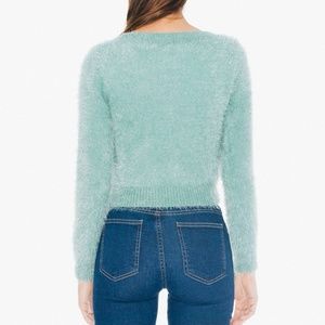 American Apparel Fuzzy Sweater Mint Green NWOT Cali Sun /& Fun Eucalyptus Cropped
